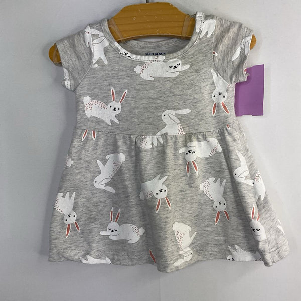Size 0-3m: Old Navy Gray/Bunny Pattern Short Sleeve Dress