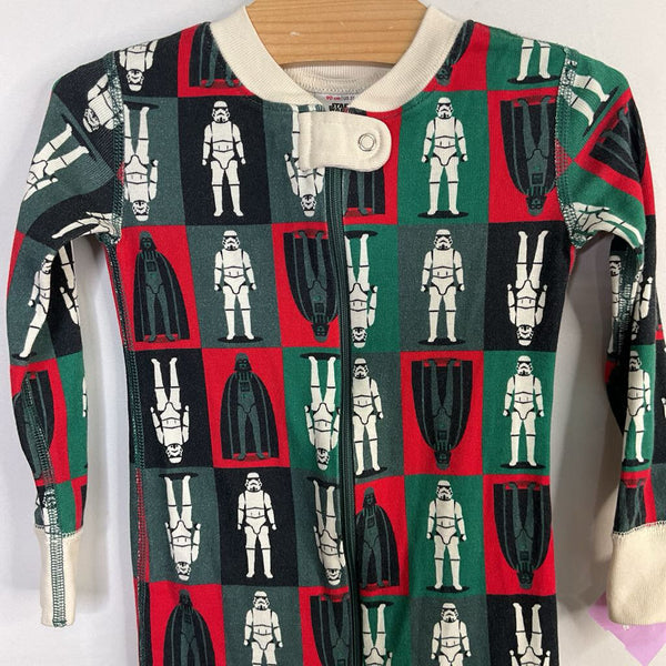 Size 3 (90): Hanna Andersson Red/Green Vader/Storm Troopers 1pc Zip-Up Holiday PJs