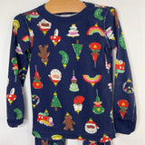Size 4 (100): Hanna Andersson Navy Blue/Ornament Pattern 2pc Long Sleeve Holiday PJs