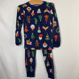 Size 4 (100): Hanna Andersson Navy Blue/Ornament Pattern 2pc Long Sleeve Holiday PJs