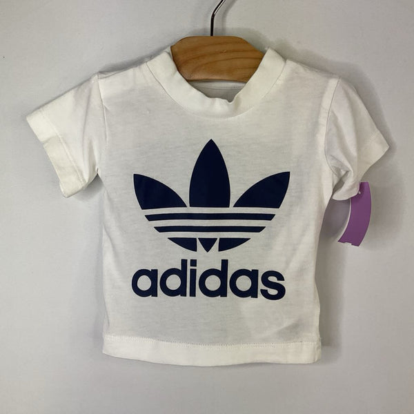 Size 3-6m: Adidas White/Blue Logo 2pc Shirt/Shorts Set