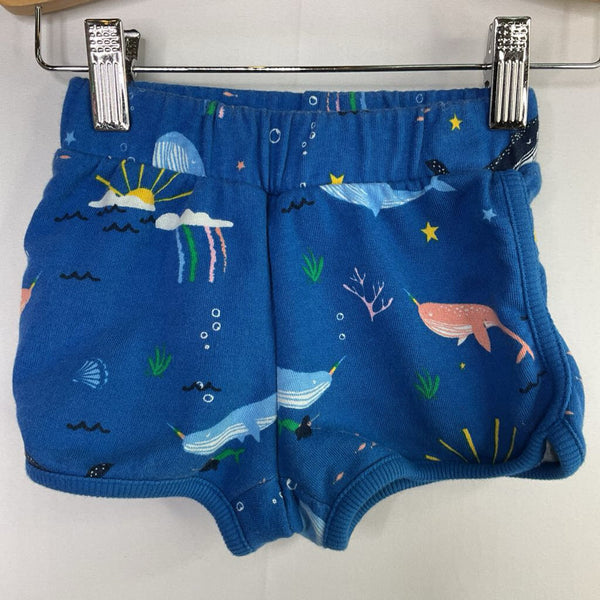 Size 18-24m (80): Hanna Andersson Blue/Colorful Ocean Life Terry Shorts