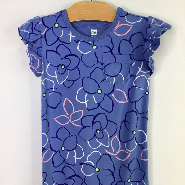 Size 18-24m: Kate Quinn Blue/White/Pink Floral Ruffle Sleeve Romper