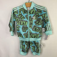 Size 18m: Adidas Blue/Green Money 2pc Track Suit