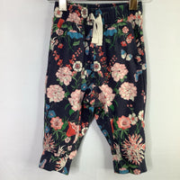 Size 3-6m: Tea Blue/Colorful Floral Cozy Pants