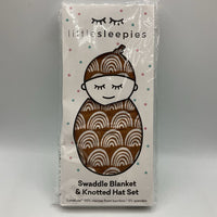 Little Sleepies Rust Rainbows Bamboo Swaddle & Hat Set NEW