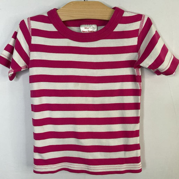 Size 4 (100): Hanna Andersson Pink/White Striped Organic Cotton 2pc Shorty PJs