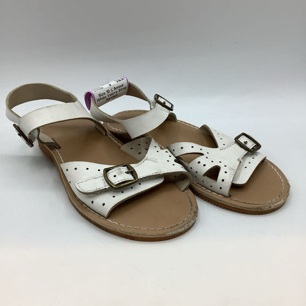 Size 10: L'Amour White Velcro Strap Sandals