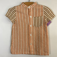 Size 18m: Siaomimi Orange/Brown Striped Button-Up Tuni