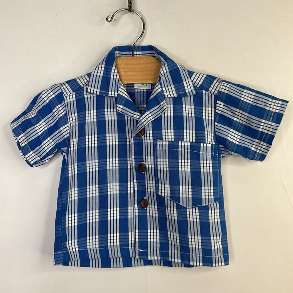 Size 9m: Taj Blue/White Plaid Short Sleeve Button-Up Shirt