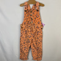 Size 2: Peach Floral Corduroy Overalls