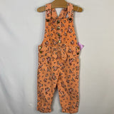 Size 2: Peach Floral Corduroy Overalls