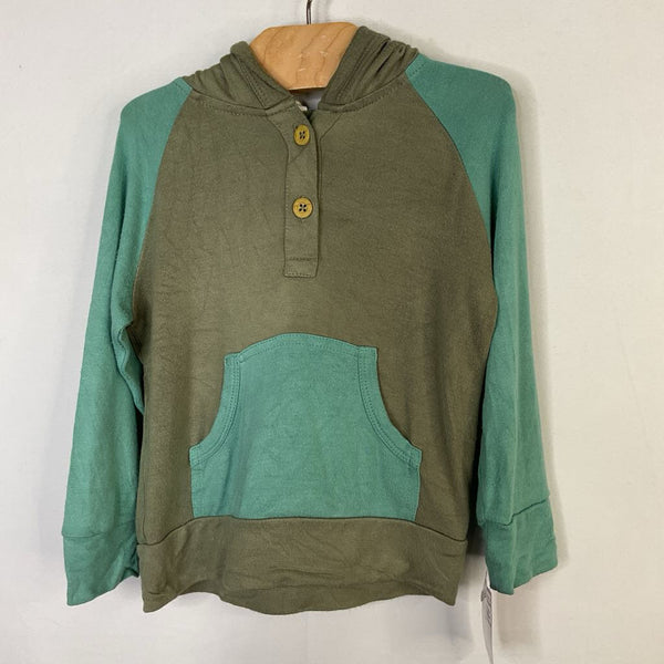 Size 12-18m: Kate Quinn Green/Blue Hooded Long Sleeve Shirt