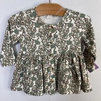 Size 12-18m: Kate Quinn White/Green/Brown Floral Long Sleeve Dress REDUCED
