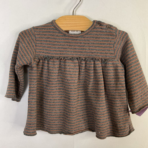 Size 12-18m: Play Up Brown/Grey Striped Long Sleeve Dress