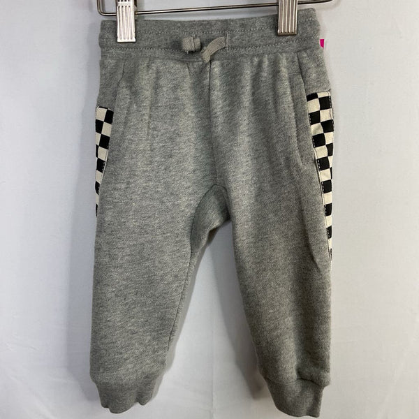 Size 3-6m: Tea Grey/Checkered Trim Sweatpants