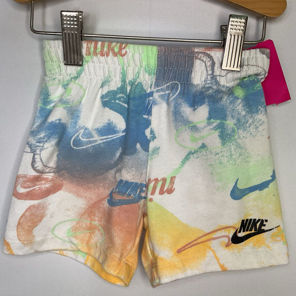 Size 12m: Nike White/Rainbow Watercolor Stretch Waist Shorts