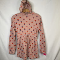 Size 10 (140): Hanna Andersson Pnk/Orange/Navy Flowers Waffle Knit Hooded Dress