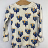 Size 3 (90): Hanna Andersson Blue/White Menorahs/Snowflakes Organic Cotton 2pc Holiday PJs