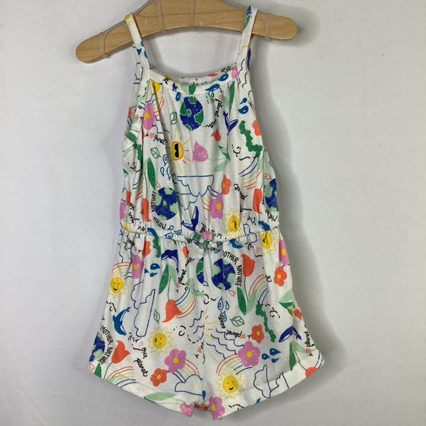 Sze 12-18m: Old Navy White/Mother Nature Print Tank Romper