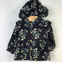 Size 12-18m: Kate Quinn Black/White/Green Floral Snap-Up Hoodie