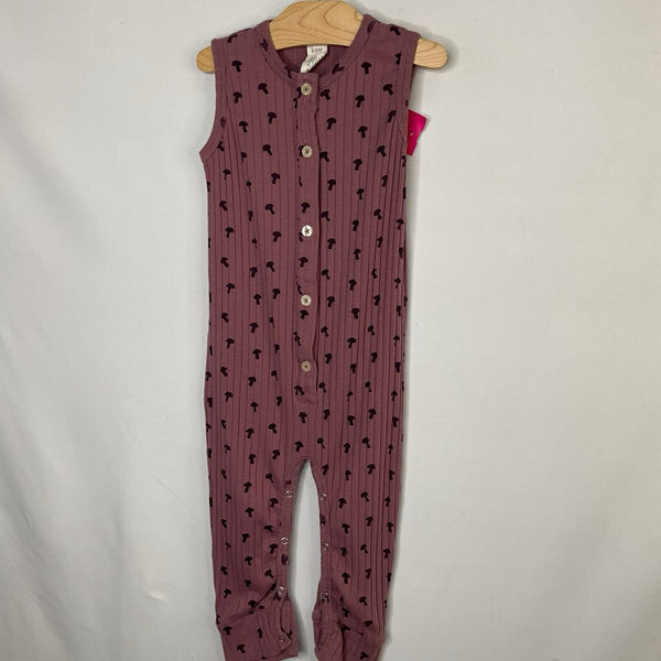 Size 12-18m: Kate Quinn Purple Mushrooms Ribbed Tank Romper