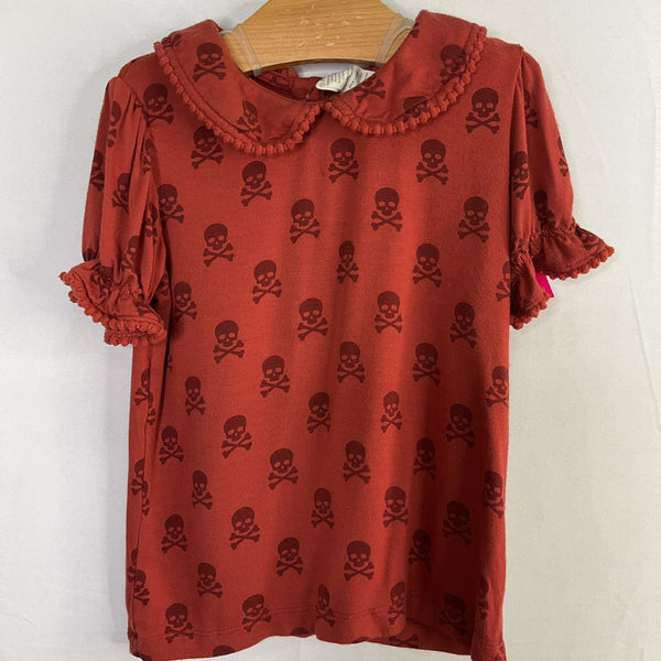Size 18-24m: Kate Quinn Red Skull & Crossbones Bead Trim Blouse