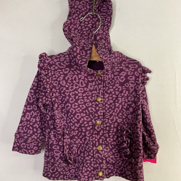 Size 12-18m: Kate Quinn Purple Leopard Print Snap-Up Hoodie