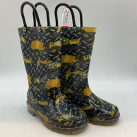 Size 6: Western Chief Black/Yellow Construction Light Up Rain Boots