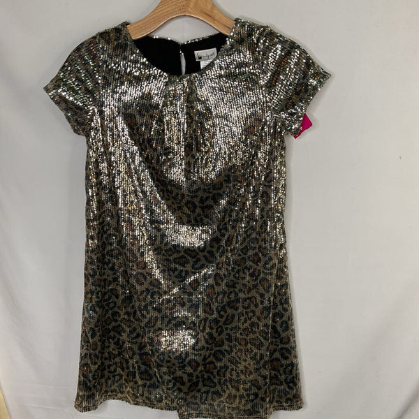 Size 10: Emily West Brown/Black Sequin Leopard Print Party Dress