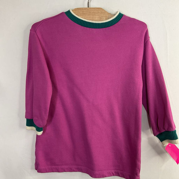 Size 2 (85): Hanna Andersson Purple/Green Trim Long Sleeve Sweatshirt Dress