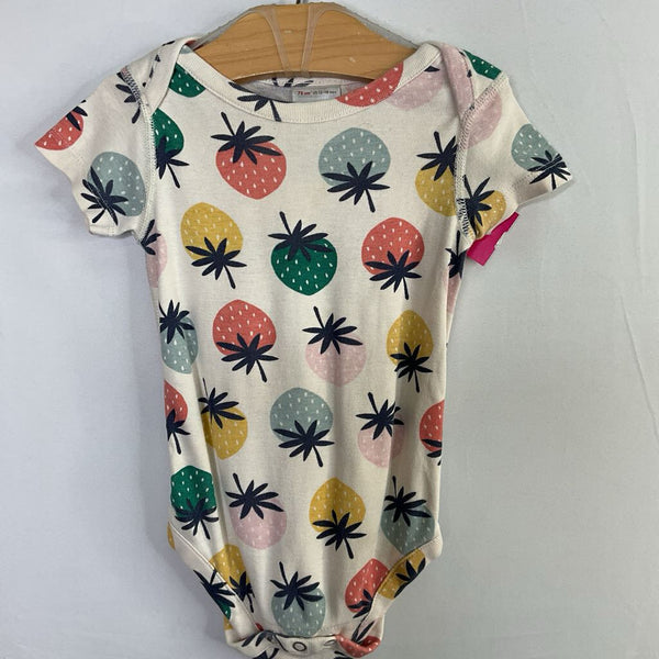 Size 12-18m (75): Hanna Andersson White/Colorful Strawberries Onesie