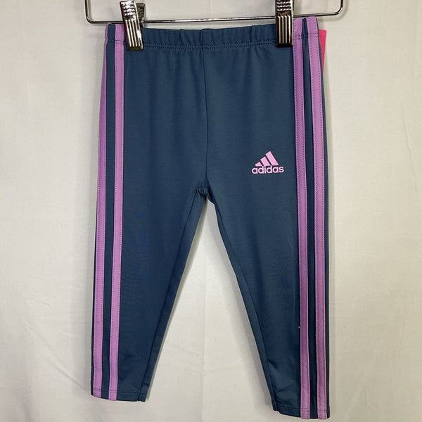 Size 2: Adidas Blue/Purple Trim Leggings