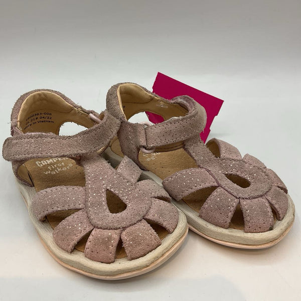 Size 5-6: Camper Pink Sparkle Velcro Strap Sandals