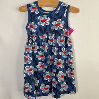 Size 3 (90): Hanna Andersson Blue/White/Red Floral Tank Dress