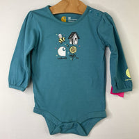 Size 9m: Carhartt Blue Print Long Sleeve Onesie