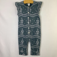 Size 12-18m: Kate Quinn Blue Floral Ruffle Sleeve Romper
