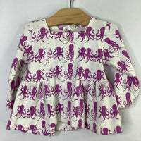 Size 6-12m: Kate Quinn White/Purple Octopi Long Sleeve Dress