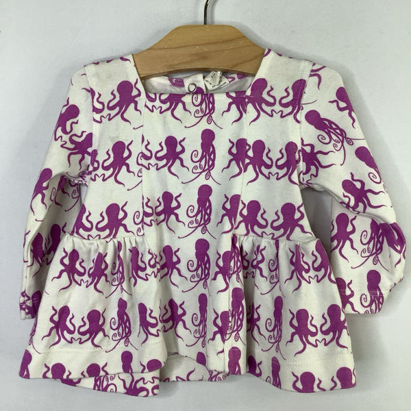 Size 6-12m: Kate Quinn White/Purple Octopi Long Sleeve Dress