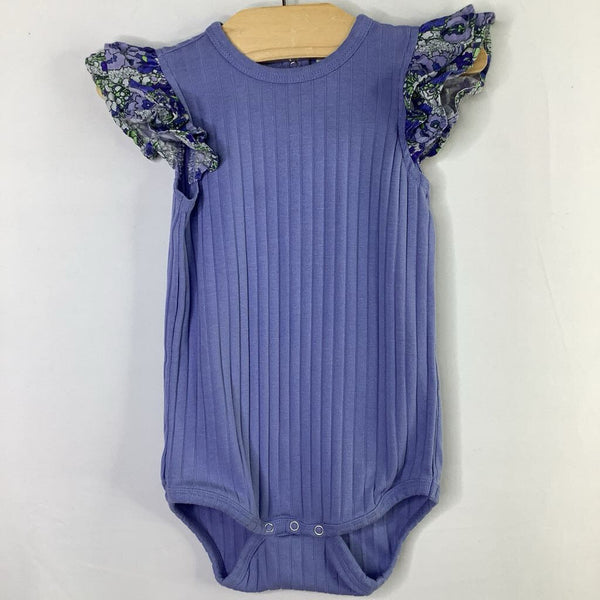 Size 18-24m: Kate Quinn Blue Floral Trim Ribbed Onesie