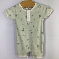 Size 0-3m: Tun Tun Green Tropical Ribbed Shorty Romper