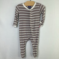 Size NB: Kickee Pants Grey/White Striped Bamboo 1pc Snap-Up Footy PJs