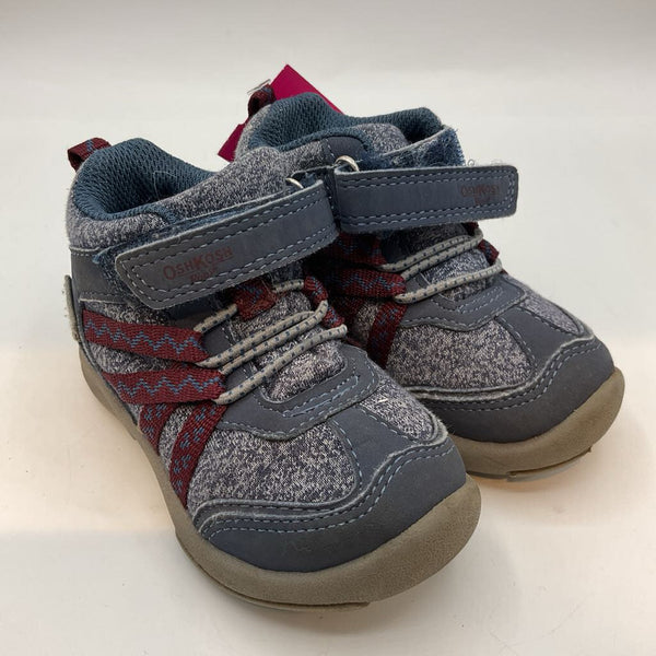 Size 5: OshKosh Blue/Red Velcro Strap Boots