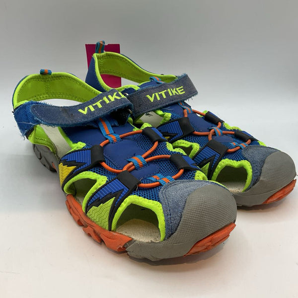 SIze 6Y: Vitike Blue/Green/Orange Velcro Strap Sandals