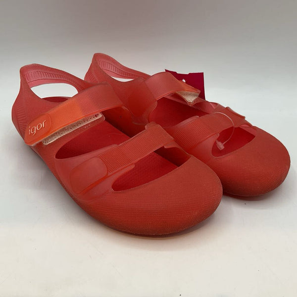 Size 1Y: Igor Red Velcro Strap Jelly Sandals