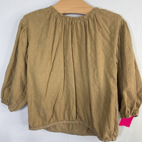 Size 3-4: Zara Brown Floral Textured Long Sleeve Blouse