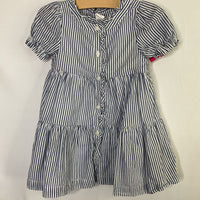 Size 2: Gap Blue/White Striped Ruffle Trim Dress