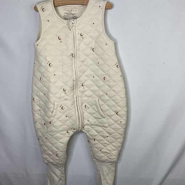 Size 3: Teal Bee Cream/Brown Moons Quilted Walker Sleepsack