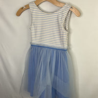 SIze 7-8: Boden Blue/White Striped/Tulle Skirt Tank Dress