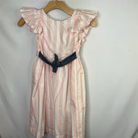 Size 7: Nordstrom Pink/White Striped Ruffle Trim Dress